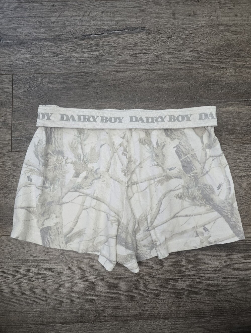 Dairy Boy Woodland Camo Shorts folded Waist "DAIRY BOY" Size Small